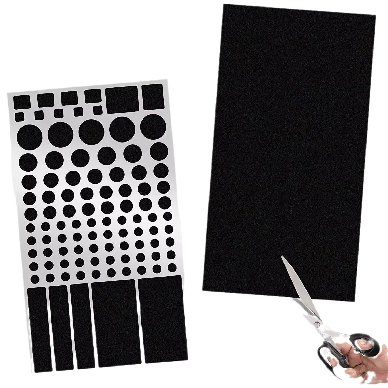Black self-adhesive air conditioning LED blackout stickers shown in a multi-pack selection.