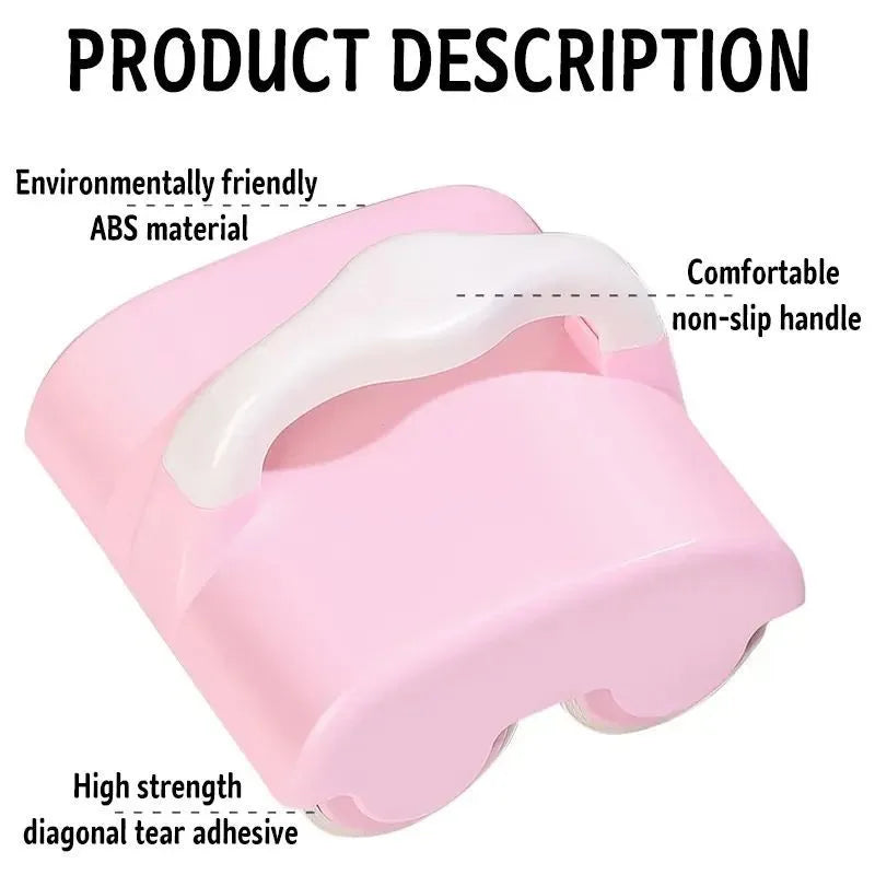 Green pet hair removal roller with handle and double rollers on a white background