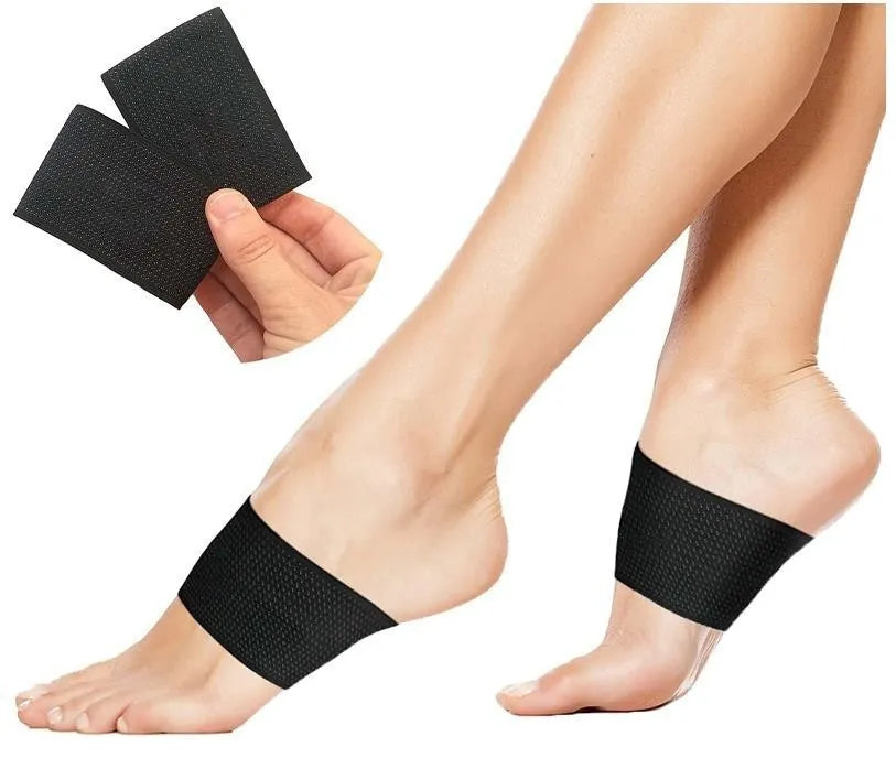 Flat foot support bandage with elastic arch support and heart pad design in PU material