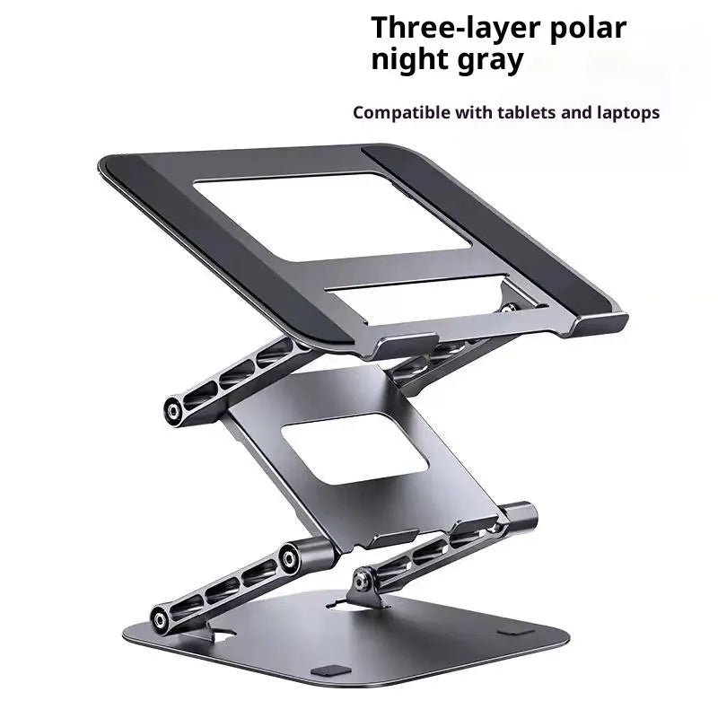 Carbon steel laptop stand with three-layer elevation in Bright Moon Silver for laptops under 15.6 inches
