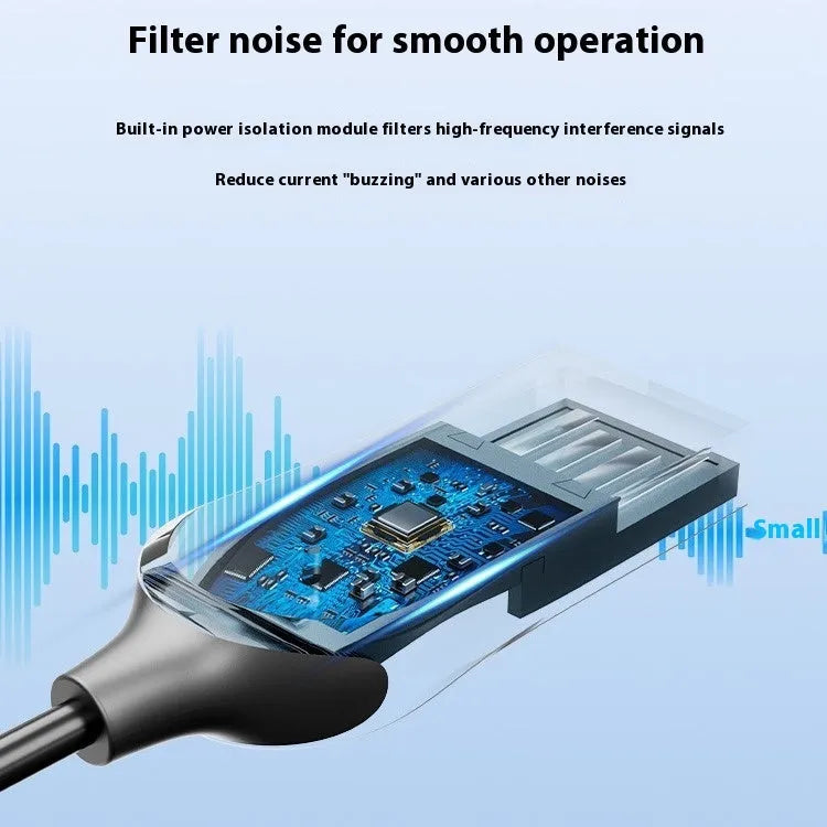 Black USB car Bluetooth receiver with USB-A connector and 3.5mm audio jack for wireless car audio conversion