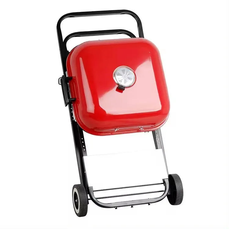 Outdoor courtyard barbecue grill with 42.5x50cm rack and 78x51x87cm folding hand push frame