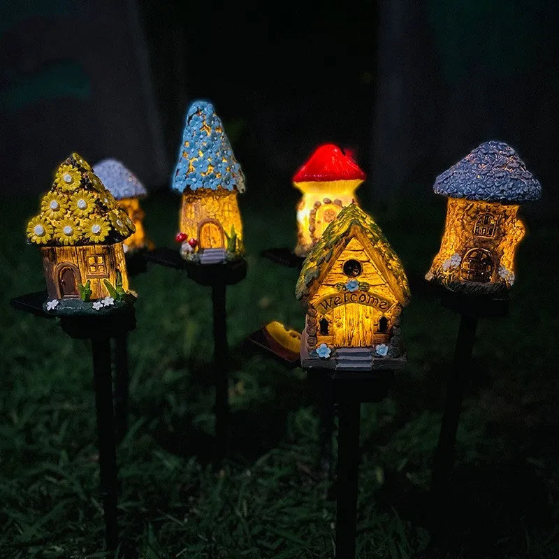 Solar-powered waterproof LED flower-shaped outdoor light for garden and landscape illumination