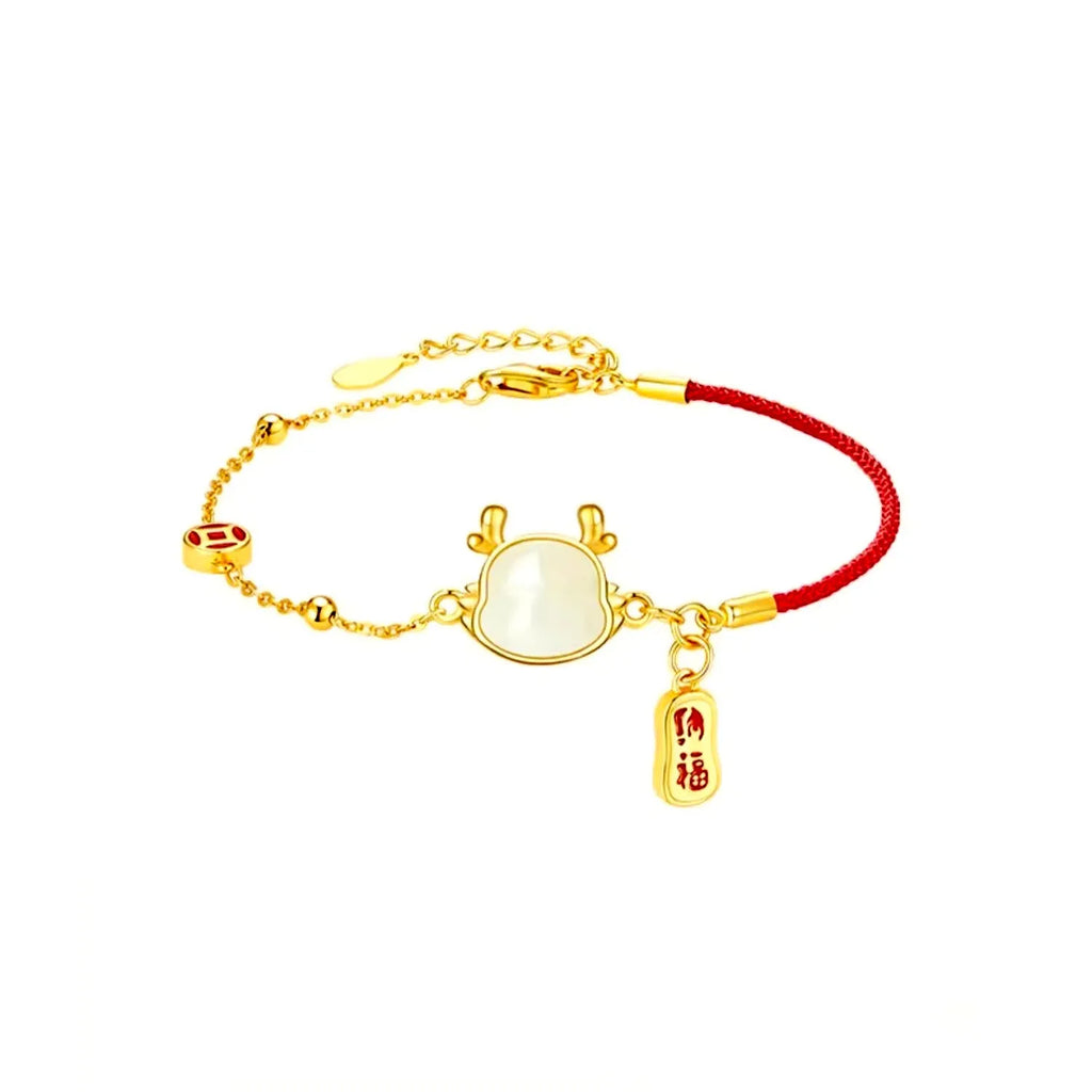 Silver-plated Dragon zodiac bracelet with animal modelling in New Chinese style