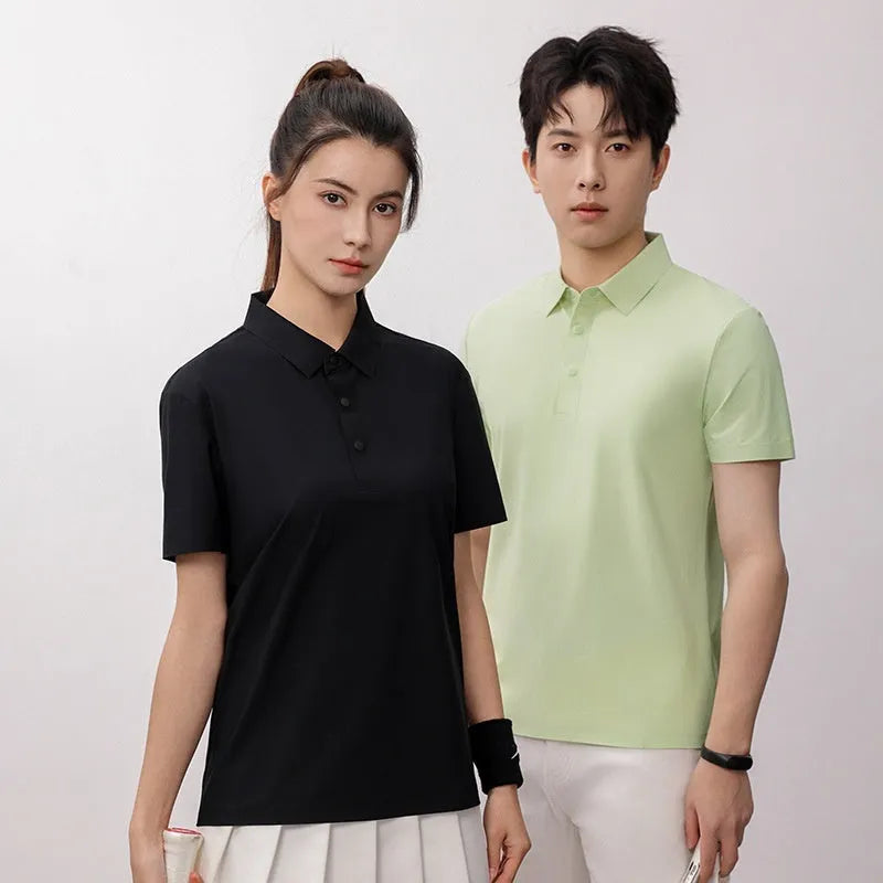 Men's loose fit polo shirt in chemical fibre blend fabric with short sleeves for summer sports