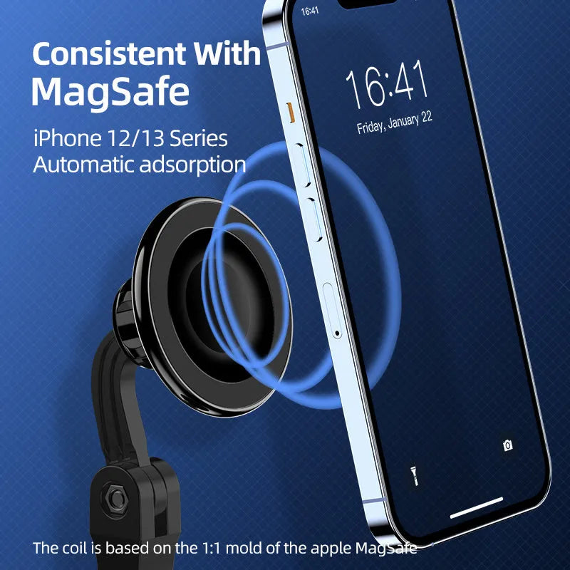 Black 360-degree rotating magnetic phone holder for universal magnetic suction phones, car and live broadcast use