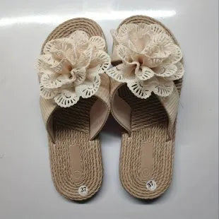 Beige suede flip flops for women with rubber sole, pop style, sizes 36 to 42