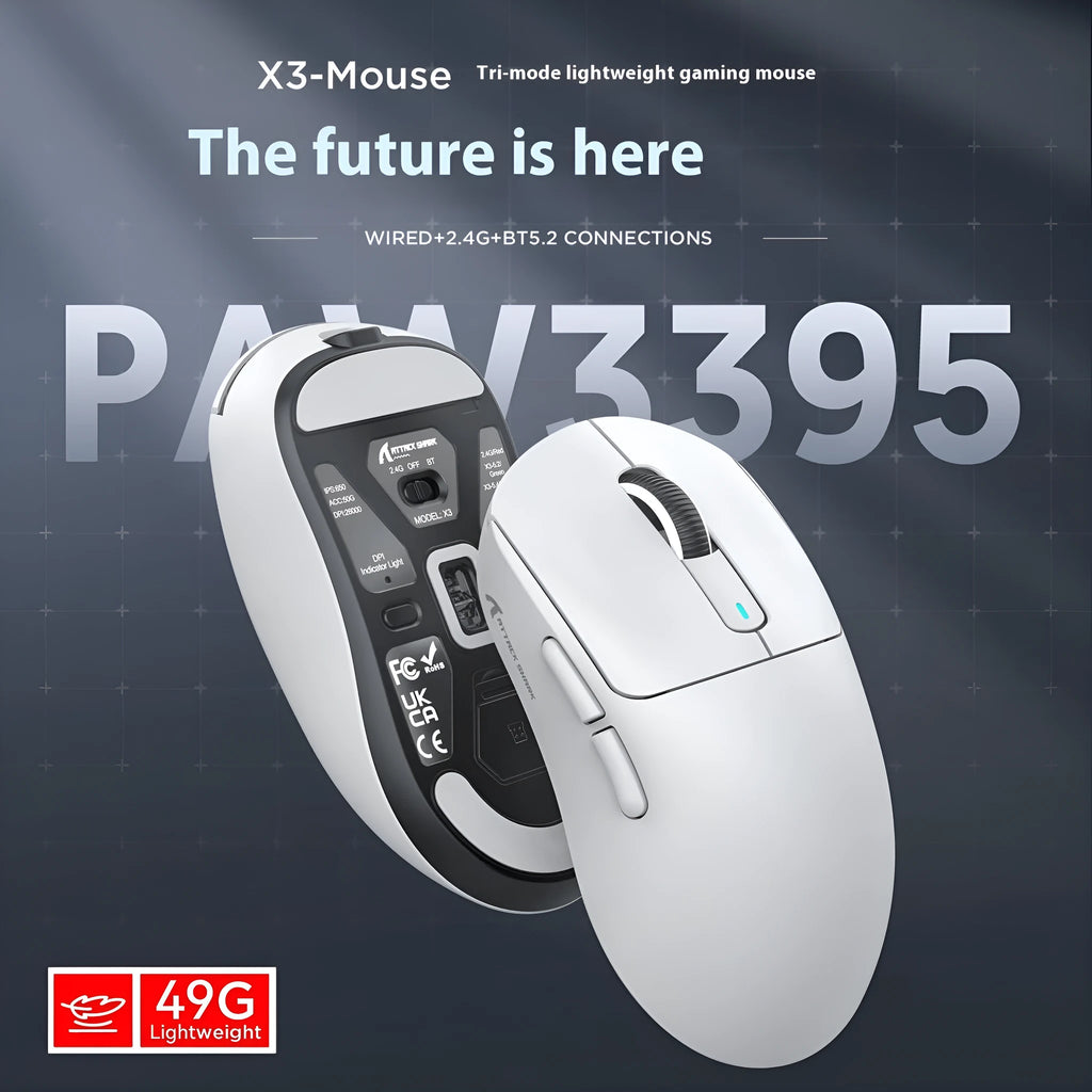 Attack Shark three-mode rechargeable computer mouse in multiple colour options with USB receiver