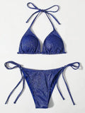 Women's bandage bikini swimsuit with split design in polyester fabric