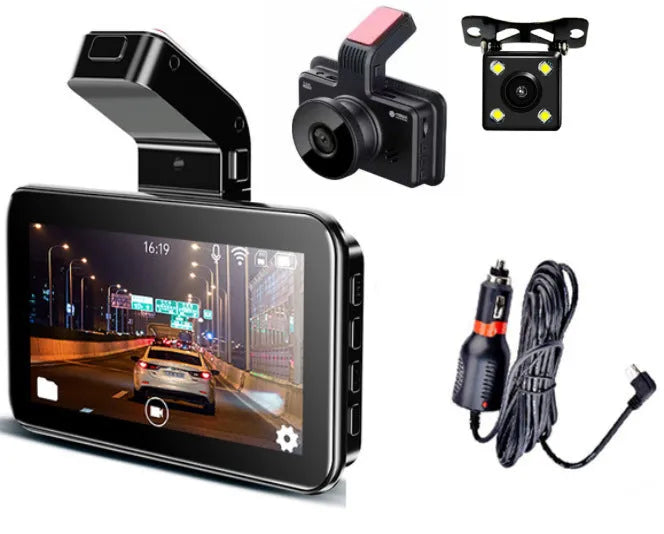 3-inch HD car DVR dash cam with dual lens for front and rear vehicle recording