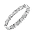 Clover magnet bracelet, zinc alloy flower shape with single row diamond-set stones and magnetic clasp, unisex, Style 4 or Style 5