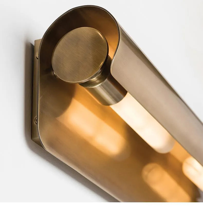 Modern simple copper wall lamp with warm light, 26cm or 50cm length, low voltage