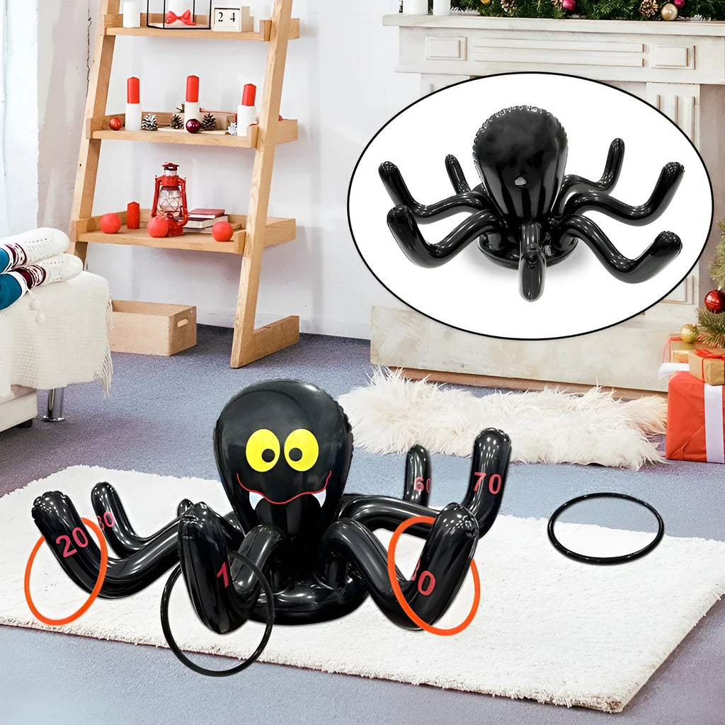 PVC inflatable throwing toy with octopus-shaped ferrule for Halloween games