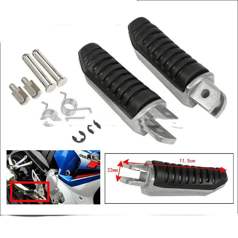 Black aluminium alloy motorcycle footpegs set for Suzuki Hayabusa GSX1300R V-Strom compatible models