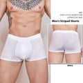 Men's striped thin underwear in black, white, and dark grey colours