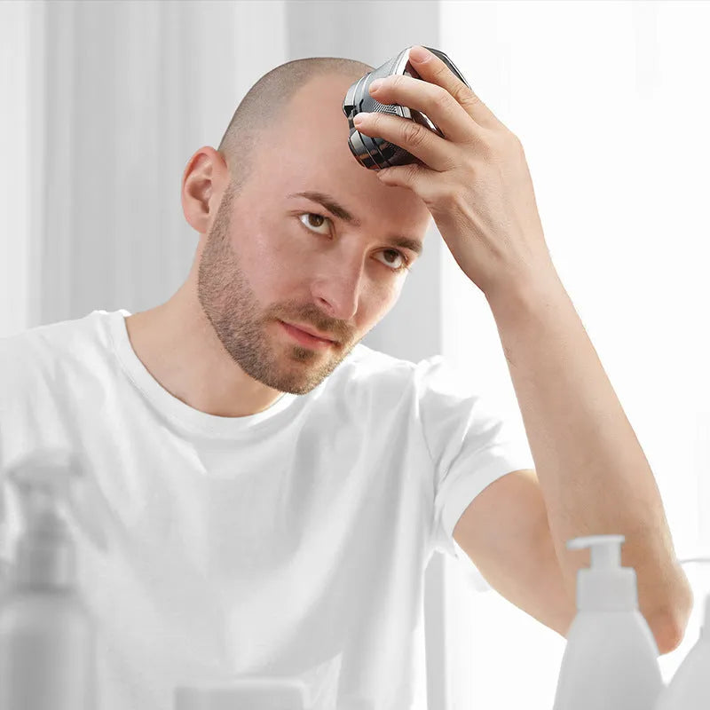 Men's hair clipper with 6D magnetic suction cutter head, digital display, and USB charging cable