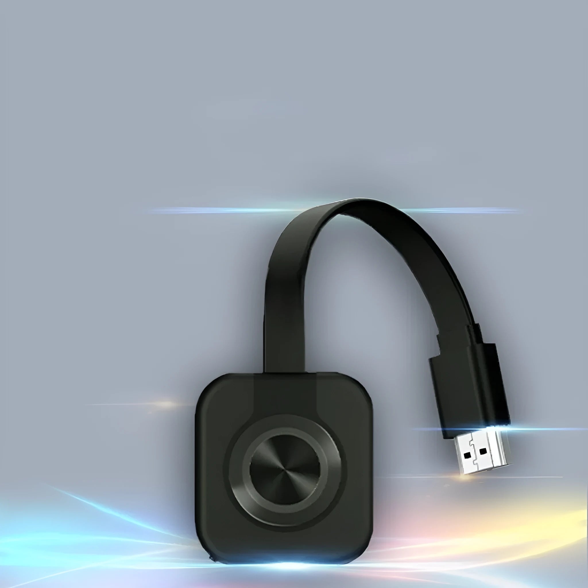 Wireless HDMI transmitter for mobile screen mirroring measuring 4.6 x 4.3 x 0.6 cm