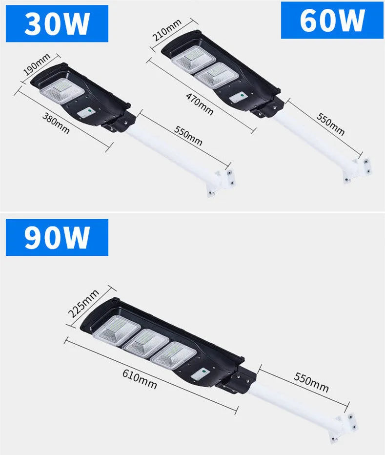 60W integrated solar street light unit for outdoor household and garden use.