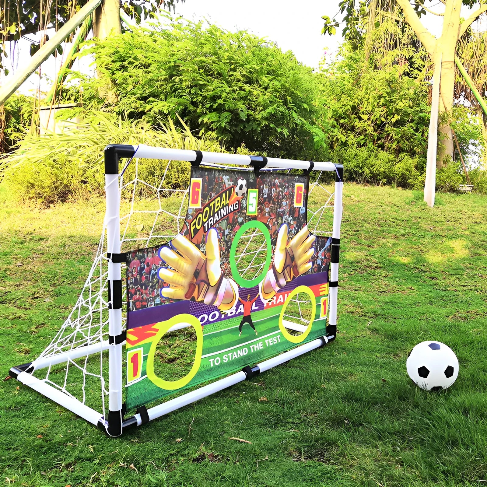 Large outdoor plastic football goal set 120x78x64 cm for children and teenagers