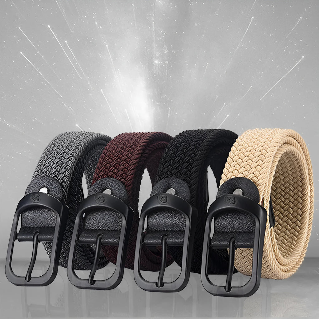 Men's casual toothless buckle belt with alloy rectangular buckle in black beige colour