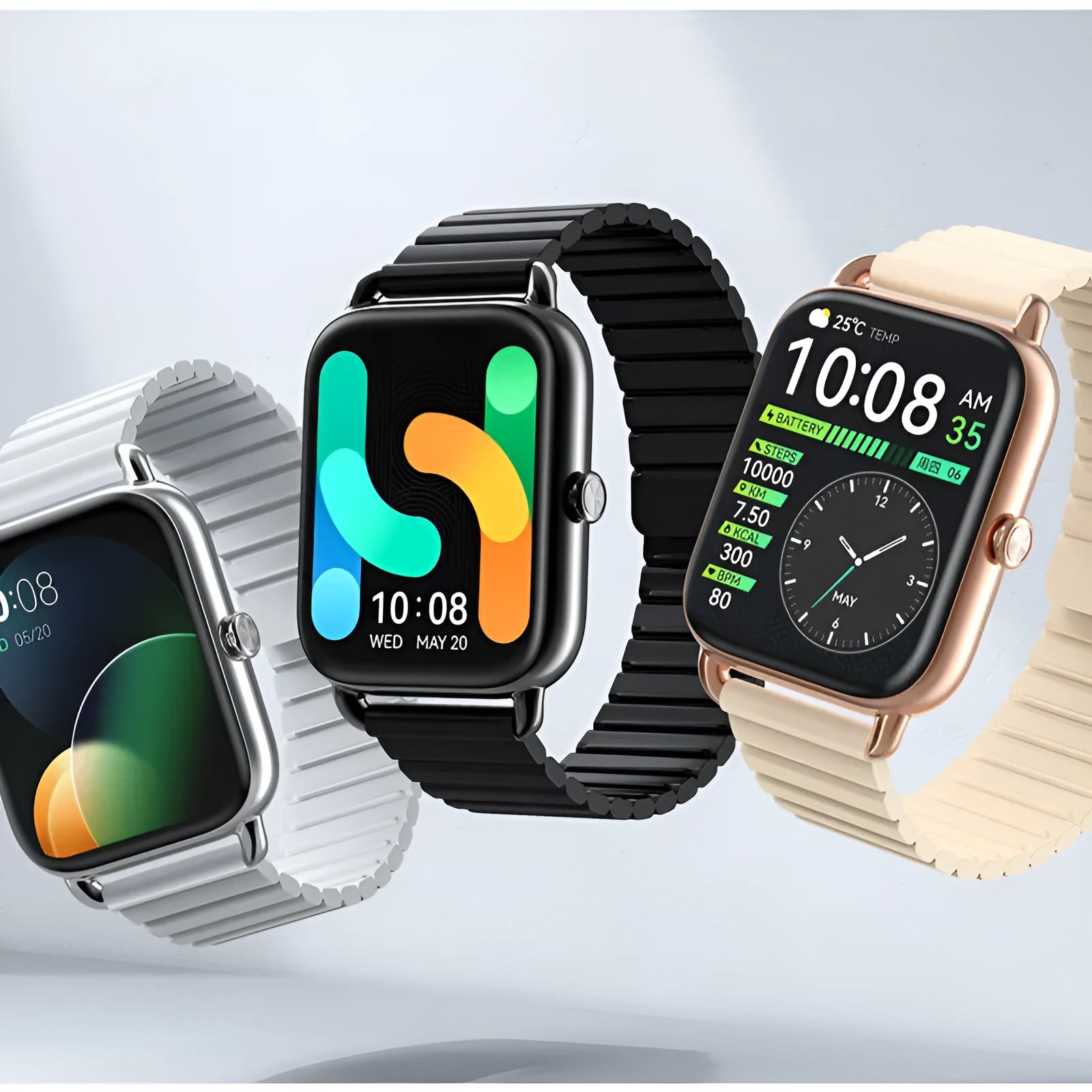 S4PLUS LS11 smart Bluetooth sports watch with AMOLED display in black, champagne, or silver colour
