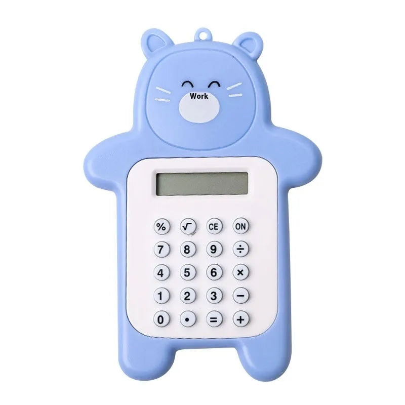 Cartoon bear shaped mini portable calculator in pink colour made of ABS plastic for students