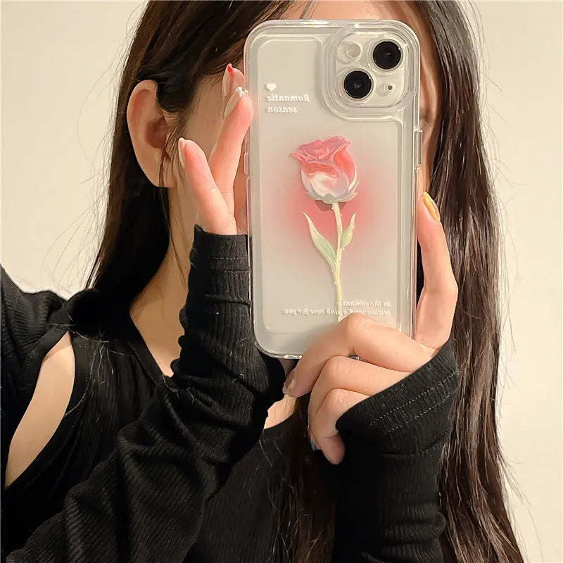 Tulip all-inclusive TPU phone case in gradient rose colour, showing bumper protection for Apple iPhone.