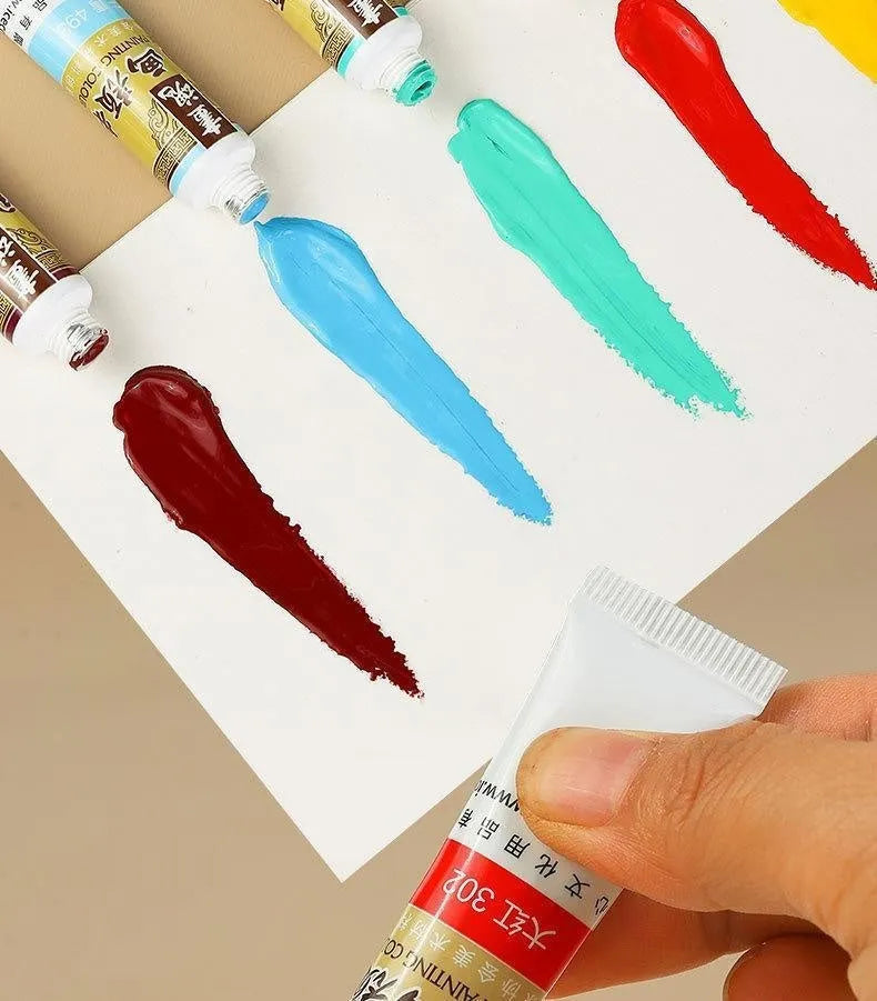 18-colour Chinese painting pigment set, 12ml capacity, for children and beginners