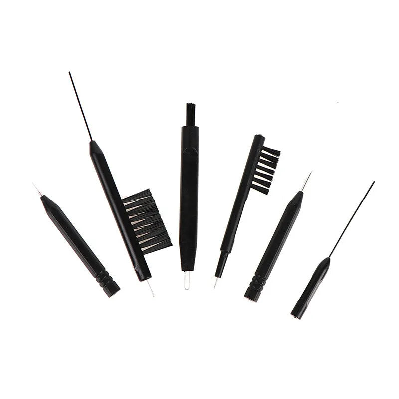 Hearing aid cleaning care kit with cloth, brush, ventilation rod, screwdriver and needle removal tool, 12x7x3cm pack
