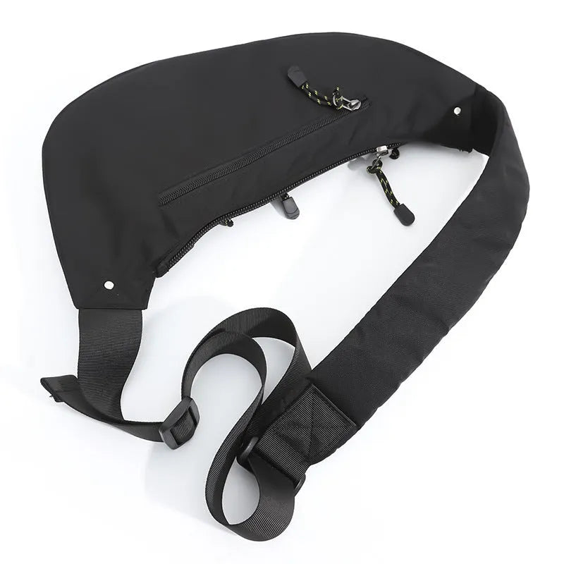 Men's nylon chest messenger shoulder bag in black, gray, army green, or blue with multi-functional shoulder strap