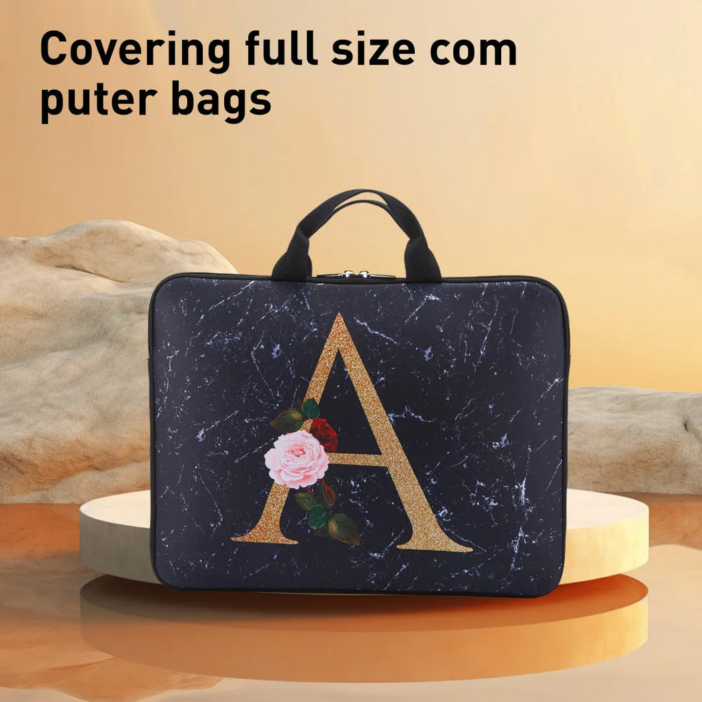 Purple polyester laptop bag with character printing pattern, anti-cutting function, fitting 13/14 inch laptop