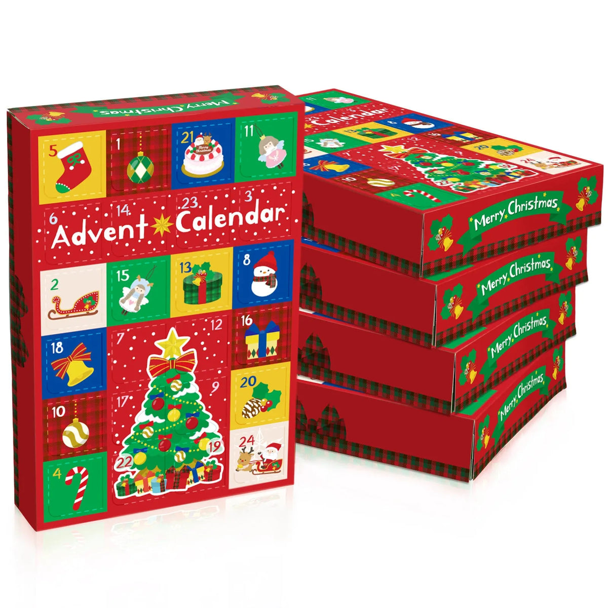 24 grid Christmas gift box blind packaging with surprise calendar design in colour, dimensions 25x17x4cm
