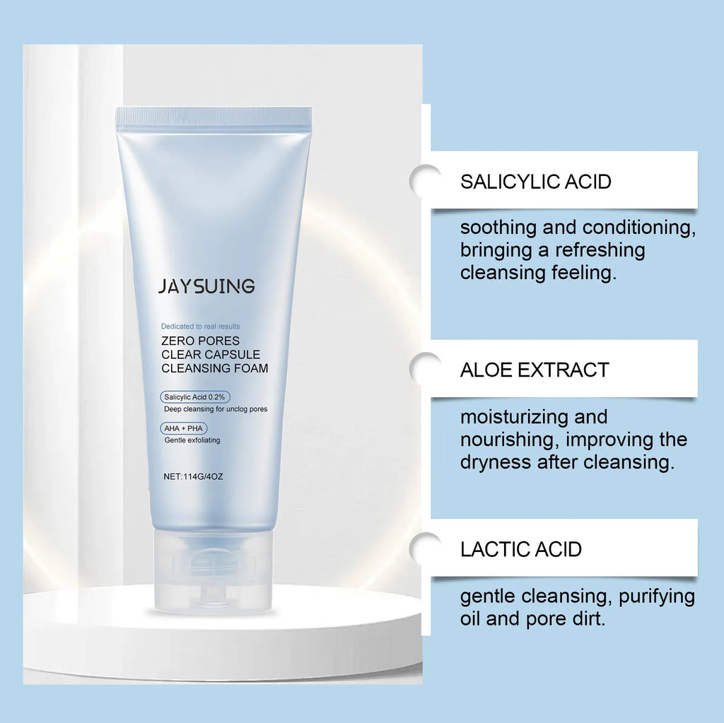 114g tube of salicylate and lactic acid facial cleanser for delicate pores.