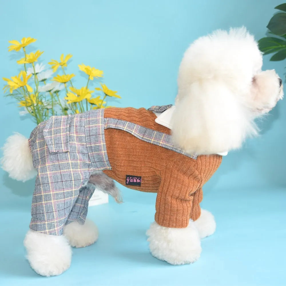 Cotton button-up dog shirt in dark blue or orange available in five sizes