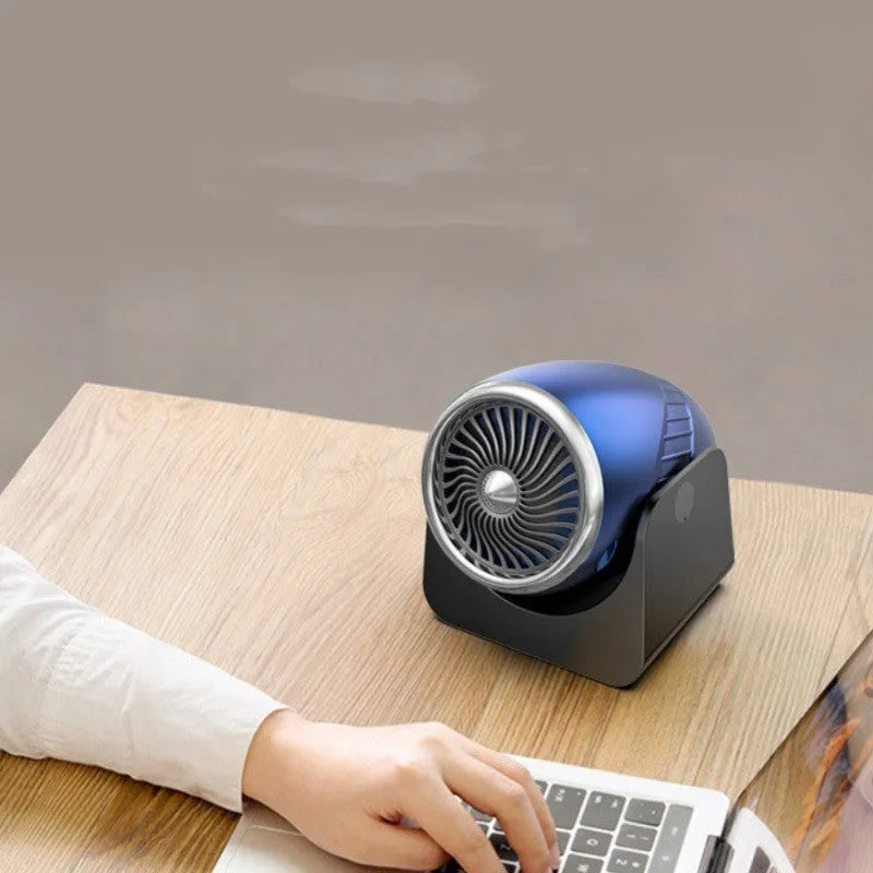 12v portable car heating fan in navy blue colour with cigarette lighter plug for fog and frost removal