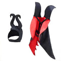 Halloween pet bat costume with cloak and pointed hat in red or purple colours