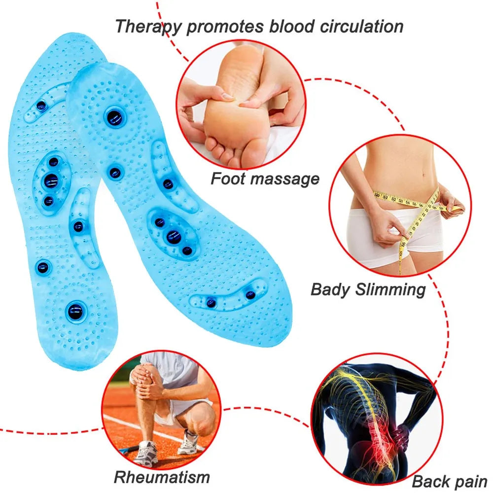 Transparent magnetic massage insole with multiple nodes for foot stimulation, 25cm female size