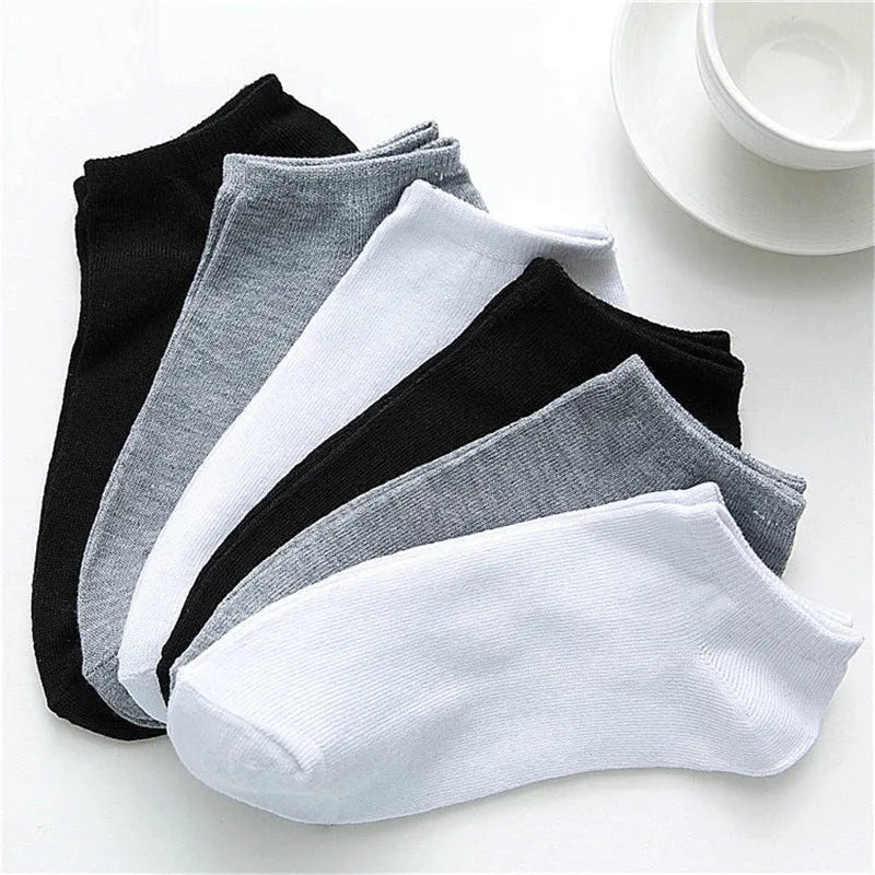 Men's invisible boat socks in black, grey and white, blended fabric, one size, 1 3 5 pair options