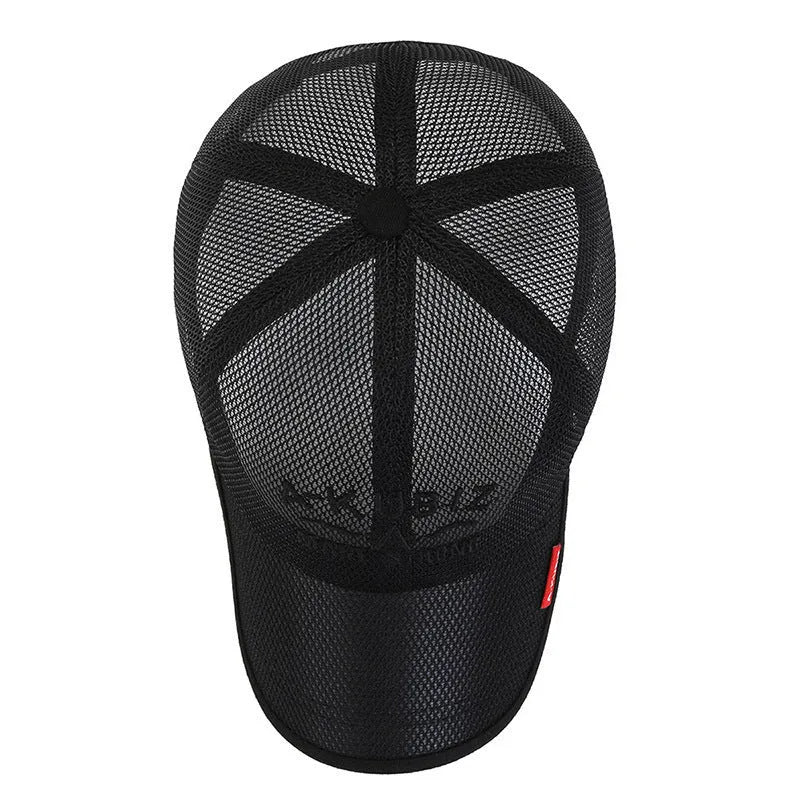 Men's cotton mesh baseball cap in Army Green with an adjustable strap, shown from the side.