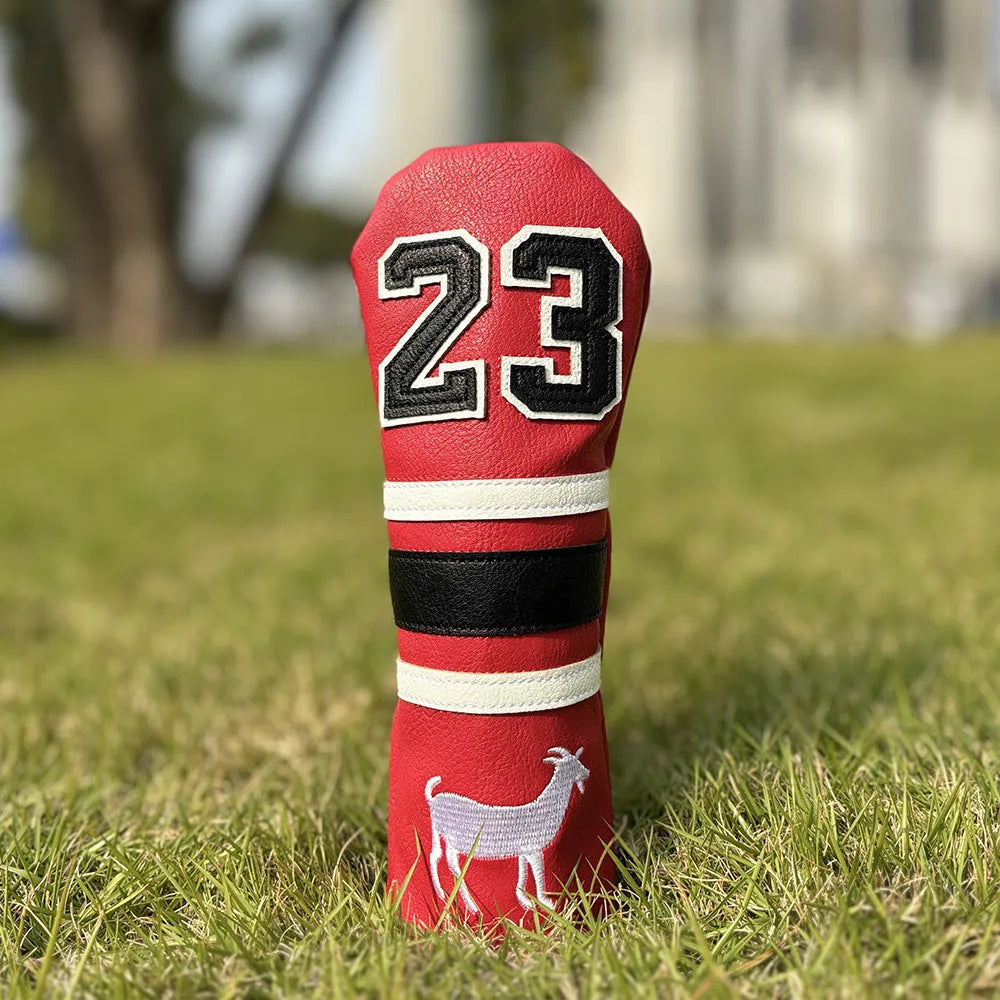 Set of four PU golf club head sleeves in a chosen colour for UT, No 1, 3/5, and Square putter woods.