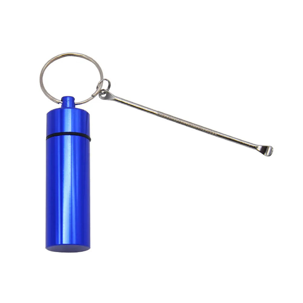 Aluminium storage bottle with spoon and keychain in five colour options
