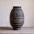 Medium cement African art decorative flower pot with ethnic design and drainage holes