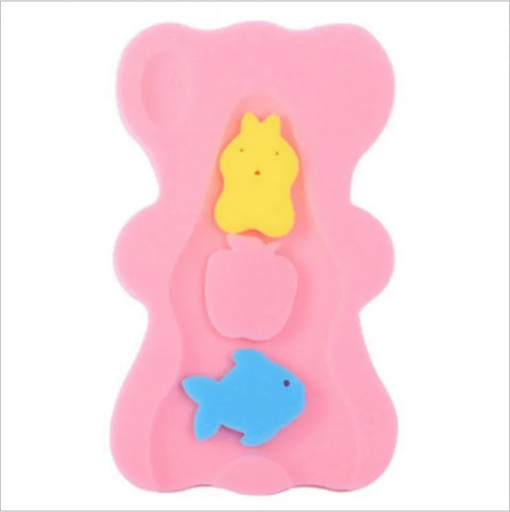 Bath sponge mat in yellow, polyurethane, 4.7 cm thick, for baby bath time
