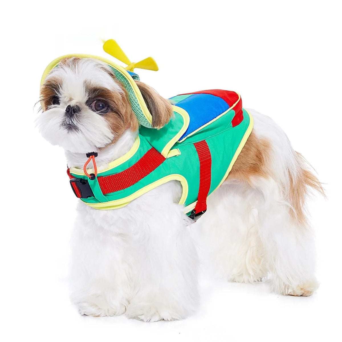 Khaki dog fisherman hat with open ears for Yorkshire Bichon, 100% polyester, sizes S M L