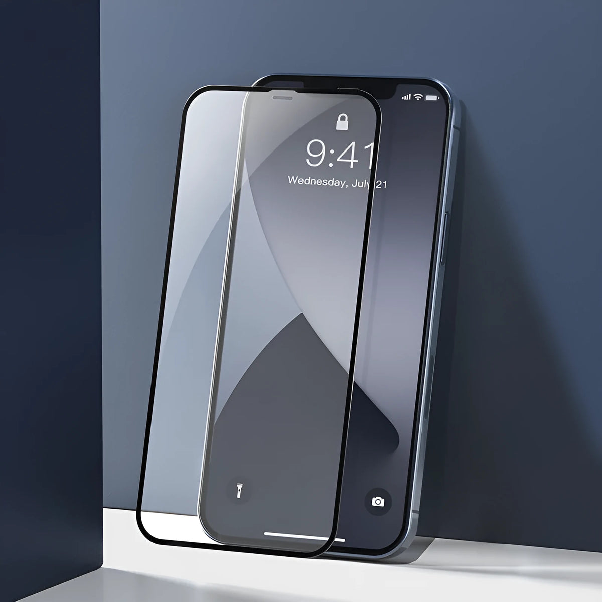 0.23mm curved tempered glass film for iPhone 12 mini in solid black, with non-broken edge and full-screen coverage.
