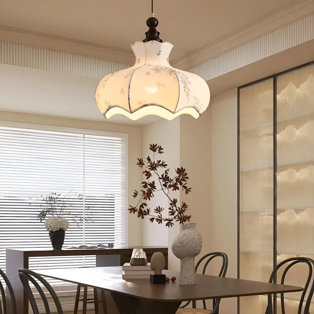 French style mid-ancient retro adjustable dining room chandelier with hardware and wood art fabric in large size