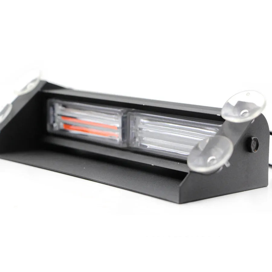 12V LED strobe light with aluminium housing and suction cup mount for car windscreen