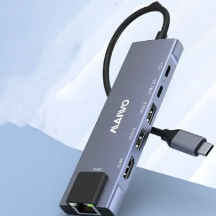 Steam Deck six-in-one aluminium docking station with ports for HDMI, Ethernet, and USB.