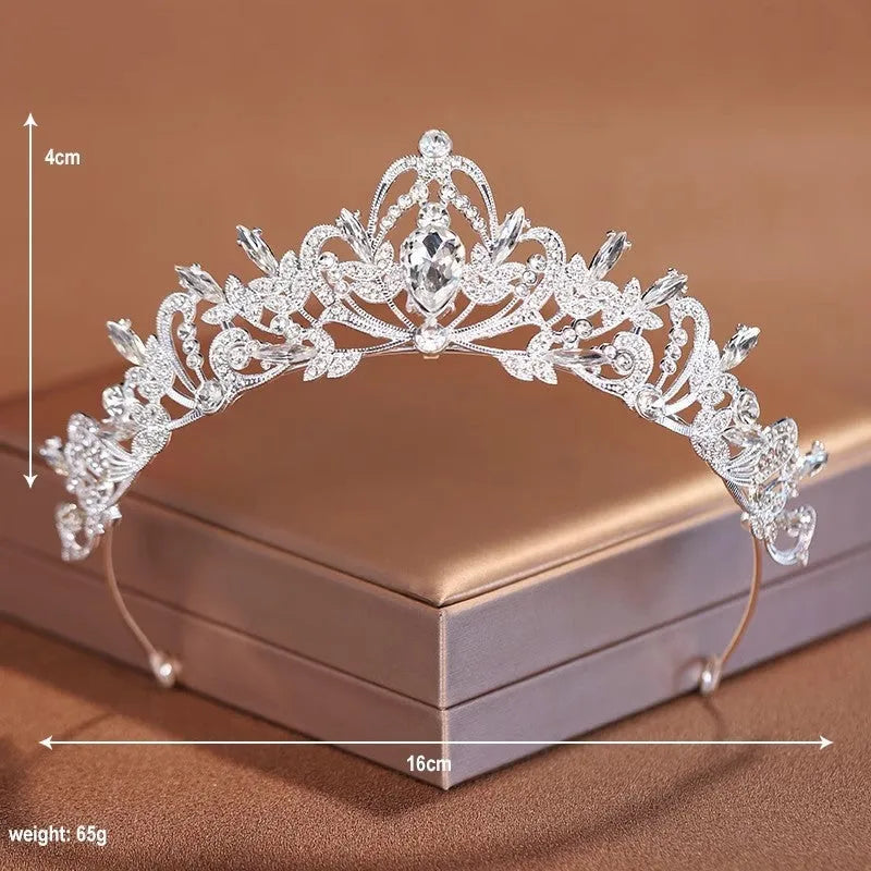Children's simple purple rhinestone crown headdress with electroplated alloy hair band K9 pointed horse eye rhinestones