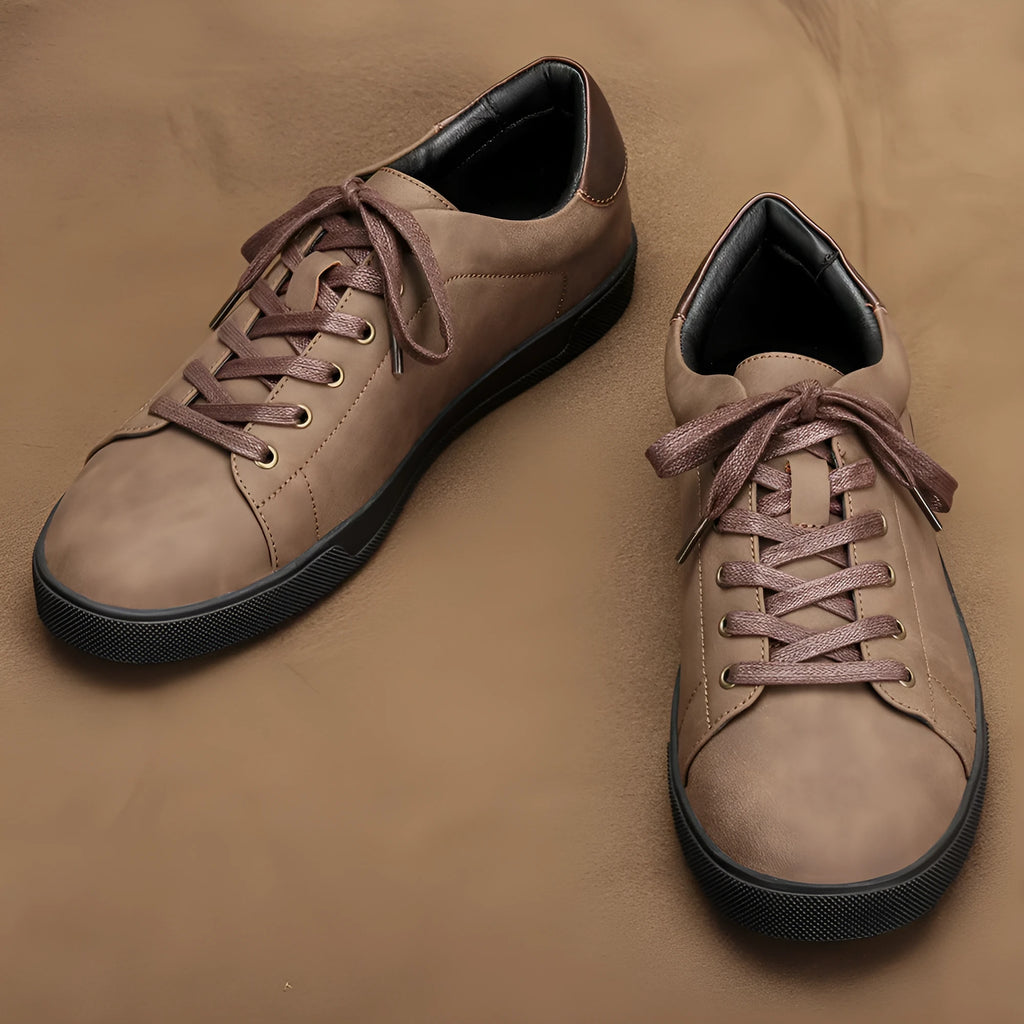 Men's casual pumps with leather stitching, flat heel, round toe, artificial PU upper, in colour KD4276 on a white background.